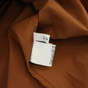 ANAYI タイプライタークルーネックシャツ ブラウス 七分袖 比翼ボタン 36 茶 ブラウン