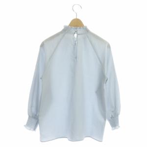 ANAYI ブラウス カットソー 長袖 プルオーバー 襟元ギャザー シャーリング 36 ライトブルー