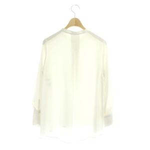 ANAYI ブラウス シャツ 長袖 プルオーバー サテン ワンタック バンドカラー 36 ホワイト