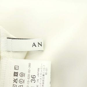 ANAYI ブラウス シャツ 長袖 プルオーバー サテン ワンタック バンドカラー 36 ホワイト