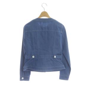 ANAYI デニムライクノーカラー ジャケット ステッチ 34 青 ブルー