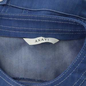 ANAYI デニムライクノーカラー ジャケット ステッチ 34 青 ブルー