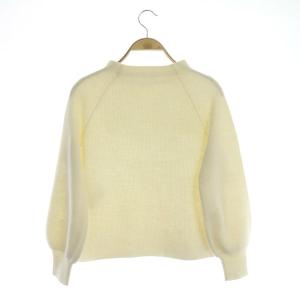 ANAYI 紡毛片畦ボトルネックパフスリーブプルオーバー ニット セーター 長袖 36 アイボリー