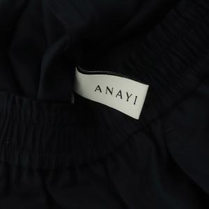 ANAYI 21SS ギャバストレッチドロストパンツ テーパード イージー 34 ネイビー