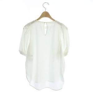 ANAYI 21AW ハイゲージ天竺パフスリーブプルオーバー カットソー 半袖 切替 36 白 ホワイト