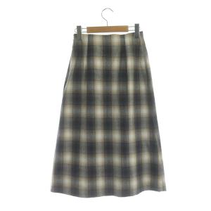 ANAYI 21AW オンブレチェックフレア スカート ロング 34 ブラウン