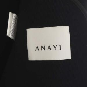 ANAYI 21AW カルゼリバーハーフスタンドケープ ジャケット ジップアップ 薄手 34 ネイビー