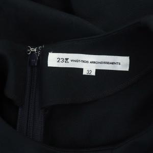 23区 22SS ショートスリーブ ストレッチワンピース ロング 半袖 Aライン フレア 32 紺 ネイビー