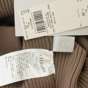 CELFORD 20AW Vネックホールガーメントワンピース ニット ロング フレア 長袖 38 モカ