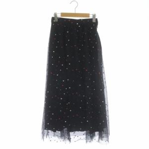 ドットギャザースカート ロング フレア チュール 刺繍 36 マルチカラー