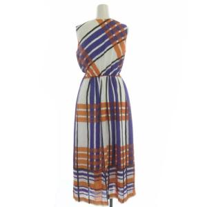 Diagram GRACE CONTINENTAL 20SS ビックチェックワンピース ノースリーブ フレア ロング 36 白 オレンジ 紫 ホワイト パープル