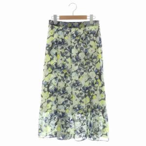 20AW フラワープリントマーメードスカート ロング フレア シアー 総柄 刺繍 38 マルチカラー