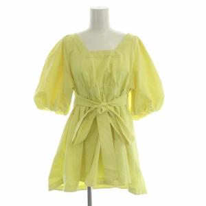 21SS タフタバルーンスリーブトップ ブラウス プルオーバー 半袖 36 黄 イエロー