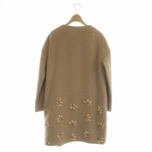 Diagram GRACE CONTINENTAL ノーカラーコート アウター ロング 総裏地 ビジュー アルパカ混 ウール混 36 ベージュ