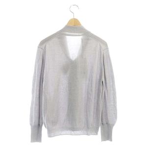 Grace Class ボウタイ ニットトップ カットソー Vネック 長袖 ラメ プルオーバー 36 グレー