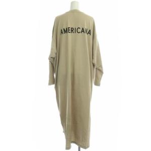 Deuxieme Classe アメリカーナ別注 バックロゴサイドジップスリットワンピース ロング フロッキー 長袖 ベージュ 黒 ブラック