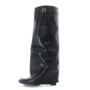 PELLICO カバーブーツ ロングブーツ ウエッジソール レザー 35 ブラック