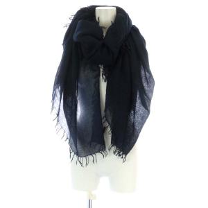 Faliero Sarti ストール 大判 カシミヤ シルク混 フリンジ ネイビー