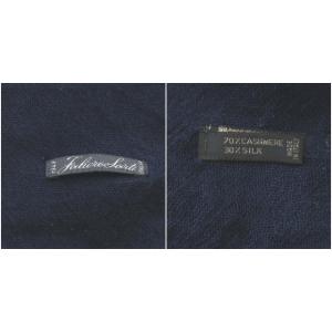 Faliero Sarti ストール 大判 カシミヤ シルク混 フリンジ ネイビー
