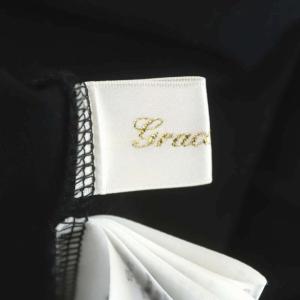 Grace Class 22AW メッシュコンビラガーワンピース 異素材切替 金ボタン ロング 裾フレア 五分袖 36 黒 白 ブラック ホワイト