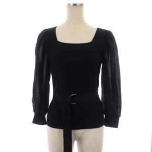 Diagram GRACE CONTINENTAL 22SS セットアップ シアーニット セーター 七分袖 フレアスカート ベルト付き 36 ブラック