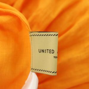 UNITED ARROWS リネンギャザーキャミソールワンピース ロング フレア フリル F オレンジ色