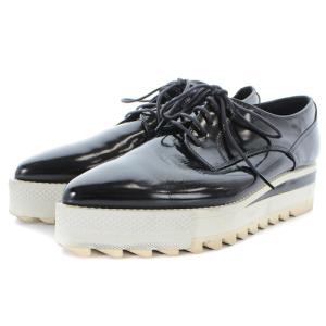 レースアップシューズ シャークソール レザー ポインテッドトゥ 25cm 黒 ブラック
