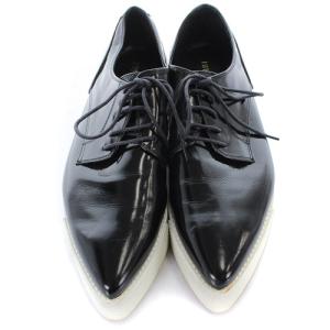 PIPPICHIC レースアップシューズ シャークソール レザー ポインテッドトゥ 25cm 黒 ブラック