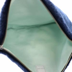 LUDLOW クラッチバッグ リップモチーフ ボア 紺 ネイビー オレンジ