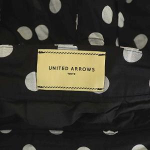 UNITED ARROWS ドットギャザーロングスカート フレア ギャザー 水玉 40 黒 白 ブラック ホワイト