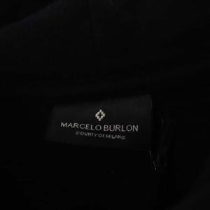Marcelo Burlon スリーブロゴ パーカー 長袖 裏起毛 プルオーバー M 黒 ブラック