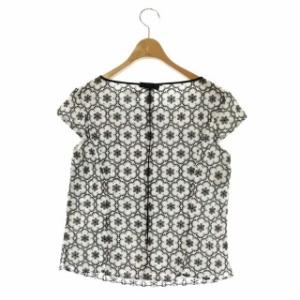 TOCCA 洗える LITTLE ANGEL ブラウス プルオーバー 半袖 刺繍 4 黒 白 ブラック ホワイト