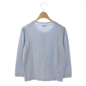 TOCCA OCEAN KNIT カーディガン ニット カットソー クルーネック 長袖 パフスリーブ 花ボタン M ライトブルー