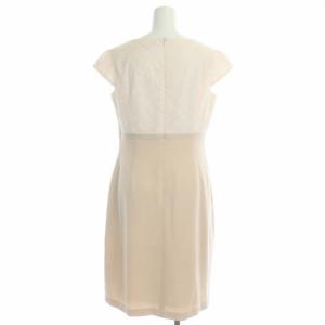 TOCCA VOYAGE ドレス ワンピース 膝丈 フレア フレンチスリーブ クルーネック ビーズ 刺繍 リボン 4 ピンク ベージュ