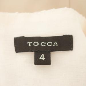 TOCCA VOYAGE ドレス ワンピース 膝丈 フレア フレンチスリーブ クルーネック ビーズ 刺繍 リボン 4 ピンク ベージュ