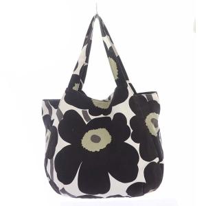 marimekko huvitus unikkoトートバッグ ハンドバッグ 花柄 キャンバス 白 黒 カーキ ホワイト ブラック