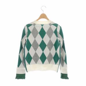 sacai アーガイル柄 カーディガン ニット 長袖 1 グレー グリーン ホワイト