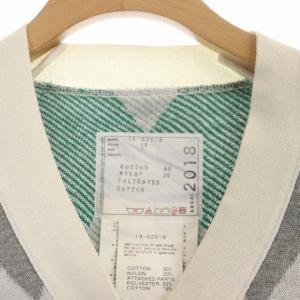 sacai アーガイル柄 カーディガン ニット 長袖 1 グレー グリーン ホワイト
