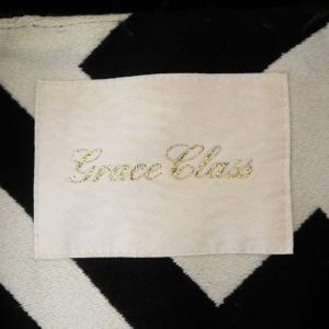 Grace Class バイカラーフレアーコート ノーカラーコート ロング 切替 38 ブラック ホワイト