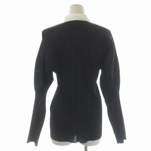 PLEATS PLEASE ISSEY MIYAKE イッセイミヤケ ステンカラープリーツシャツ 長袖 比翼 3 ブラック