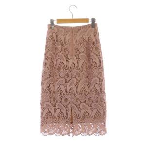 ANAYI ペイズリーケミカルレースタイトスカート ロング 34 スモーキーピンク ベージュ