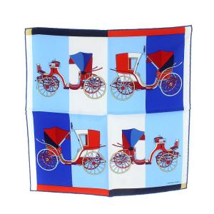 GAVROCHE TWILL VOITURES EXQUISES 精巧な馬車 カレ45 スカーフ シルク 絹 白 ホワイト