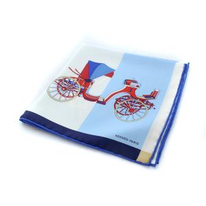 HERMES GAVROCHE TWILL VOITURES EXQUISES 精巧な馬車 カレ45 スカーフ シルク 絹 白 ホワイト