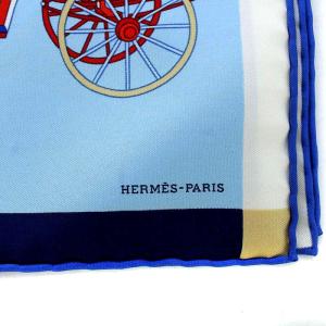 HERMES GAVROCHE TWILL VOITURES EXQUISES 精巧な馬車 カレ45 スカーフ シルク 絹 白 ホワイト