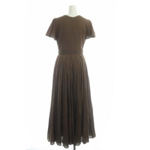 MARIHA マドモアゼルのドレス ワンピース ロング 半袖 フレア リボンベルト付き 36 茶 ブラウン