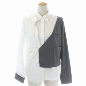 20AW JACKET DOCKING SHIRT シャツ ブラウス ドッキング グレー ホワイト