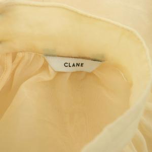 CLANE 21SS シアーパフトップス ブラウス 長袖 ボリュームスリーブ ギャザー バンドカラー シースルー 1 アイボリー