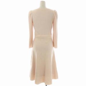 CELFORD 21SS マーメイドニットワンピース ロング フレア 長袖 クルーネック リブ 36 ピンク