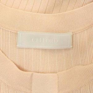 CELFORD 21SS マーメイドニットワンピース ロング フレア 長袖 クルーネック リブ 36 ピンク