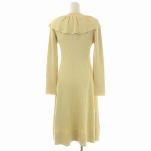 CELFORD 21AW ホットフィットニットドレス ワンピース ロング フレア 長袖 スタッズ 36 黄色 イエロー